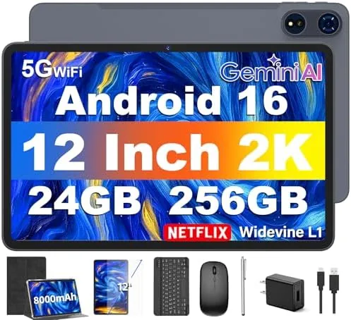 12 Inch Tablet with Keyboard, 2026 Android 16 Tablet with Gemini AI(Black) | 24GB+256GB+2TB Review: Tested and Rated