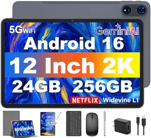 Overview of the 12 Inch Tablet with Keyboard, 2026 Android 16 Tablet with