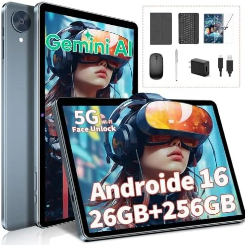 Overview of the Android 16 Tablet with Keyboard, 10 inch Tablet with 26GB+256GB+2TB
