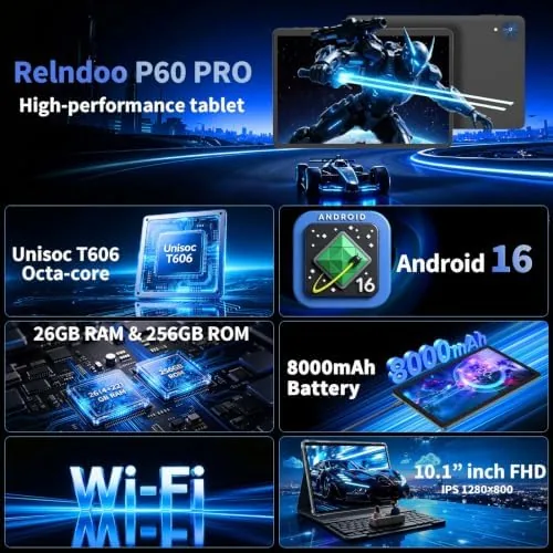 Close look at the Android 16 Tablet with Keyboard, 10 inch Tablet with 26GB+256GB+2TB build quality