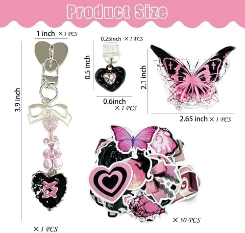Close look at the 56Pcs Charm Chain for E-Reader, Cute Phone Charm Bracelet Accessory build quality
