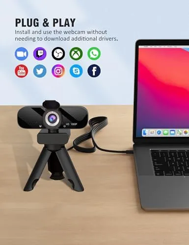 Close look at the HD 1080P Webcam with Built-in Microphone and Rotatable Tripod, 1080P build quality