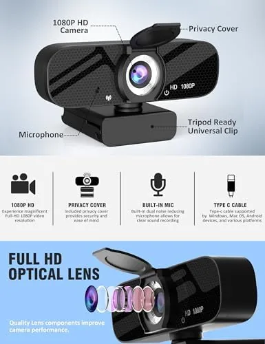 The HD 1080P Webcam with Built-in Microphone and Rotatable Tripod, 1080P in real use