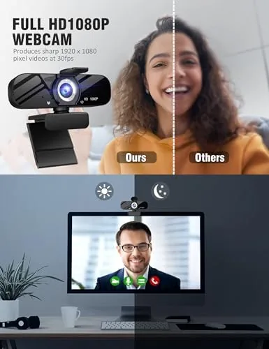 Another view of the HD 1080P Webcam with Built-in Microphone and Rotatable Tripod, 1080P