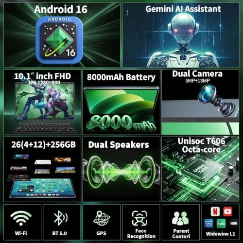 Close look at the 2026 Android 16 Tablet with Keyboard, Gemini AI 10 Inch build quality