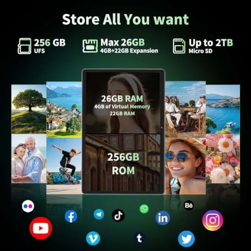 Detail shot of the 2026 Android 16 Tablet with Keyboard, Gemini AI 10 Inch features