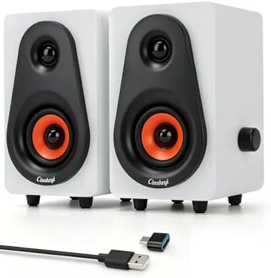 White Computer Speakers, White Wooden Desktop Speakers with Dual Diaphragms,12W USB High-Fidelity Stereo for Review: Tested and Rated