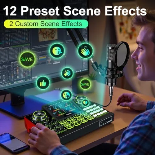 Another view of the Podcast Equipment Bundle with Audio Mixer for Live Streaming and
