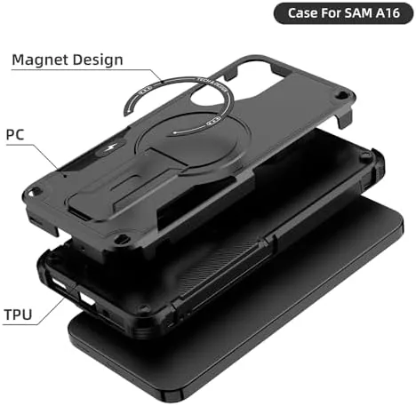 Another view of the for Galaxy A16 5G Case Military-Grade Dropproof Phone/Invisible Kickstand with