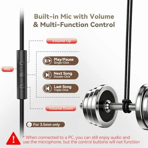 Detail shot of the Wired Headphones with Mic, Over-Ear 3.5mm Corded Headphone for School features