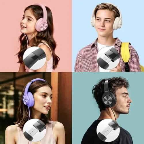 The Wired Headphones with Mic, Over-Ear 3.5mm Corded Headphone for School in real use