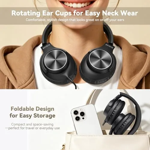 Another view of the Wired Headphones with Mic, Over-Ear 3.5mm Corded Headphone for School