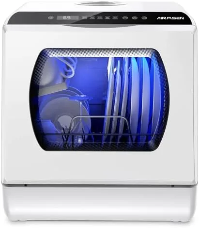 AIRMSEN Portable Countertop Dishwasher, No Hookup Needed | 6 Programs, 1-Hour Hot Air Drying Review: Tested and Rated