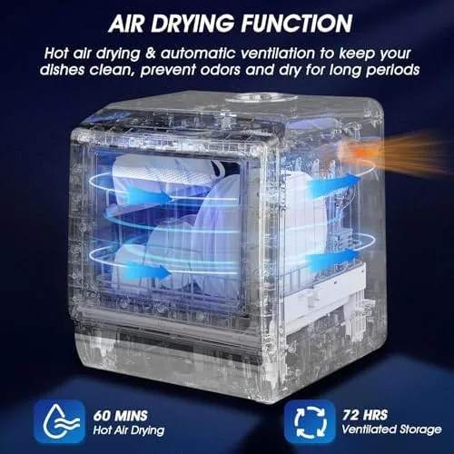 Another view of the AIRMSEN Portable Countertop Dishwasher, No Hookup Needed | 6 Programs