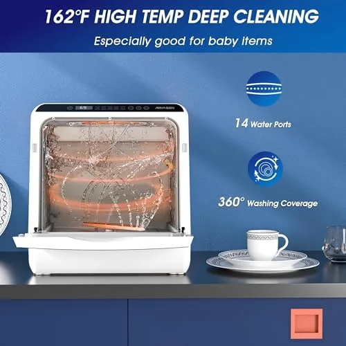 The AIRMSEN Portable Countertop Dishwasher, No Hookup Needed | 6 Programs compared in context