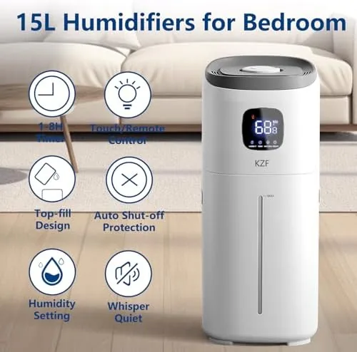 Close look at the KZF Humidifiers for Bedroom, 15L Large Room Humidifier, 2000 Sq.ft build quality
