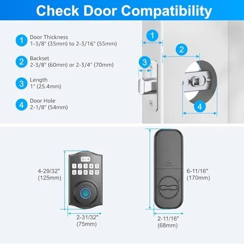 Another view of the Built-in WiFi Smart Lock, Keyless Entry Door Lock for Front