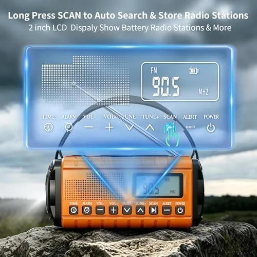 Close look at the 10000mAh/37000mWh Emergency Radio-Weather Radio Portable AM FM Auto Scan with build quality