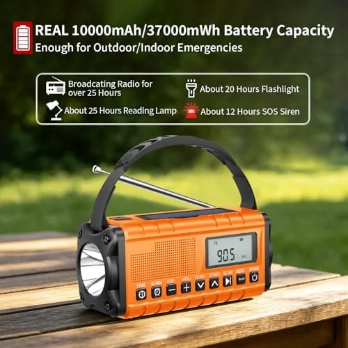 Another view of the 10000mAh/37000mWh Emergency Radio-Weather Radio Portable AM FM Auto Scan with