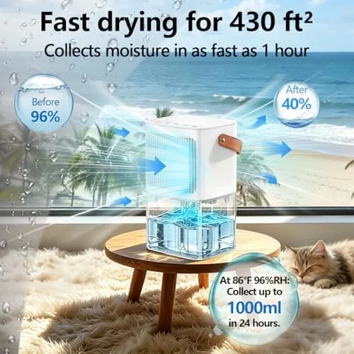 Close look at the Newo Dehumidifier 60oz Small Dehumidifier for Home 430 Sq.Ft Quiet build quality