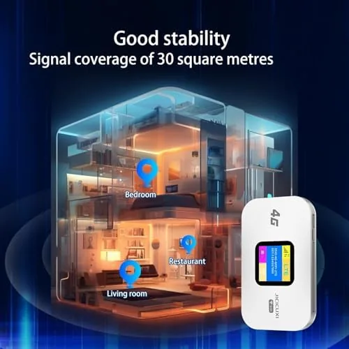 The hotspot on a motorhome table with several devices connected around it