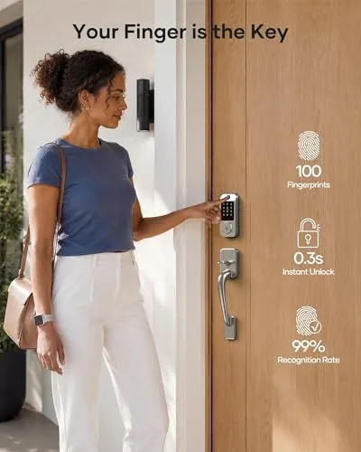 The Wi-Fi Smart Front Door Lock Set, Keyless Entry Deadbolt Handle in real use