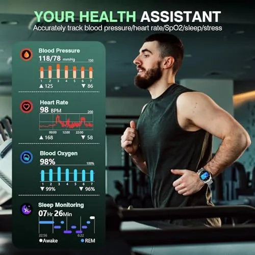 Detail shot of the GPT Smart Watch for Men with Bluetooth Call, Fitness Tracker features