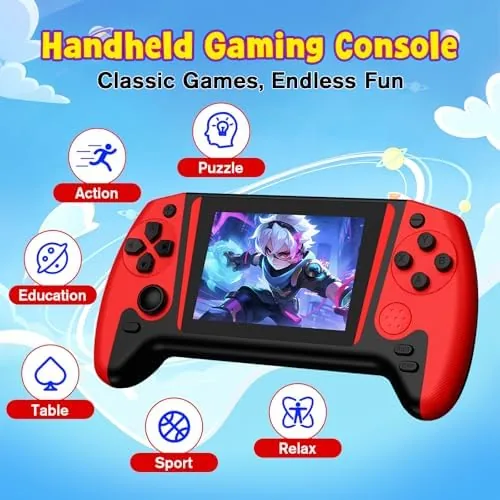 Close up of the direction pad and action buttons on the retro handheld