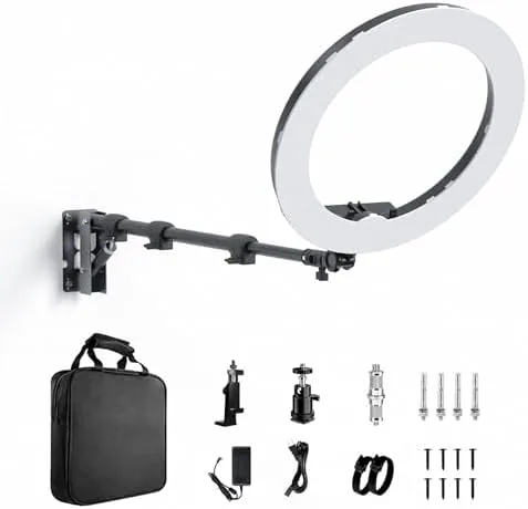Overview of the 18 Inch Ring Light with Wall Mount Stand, Bi-Color LCD