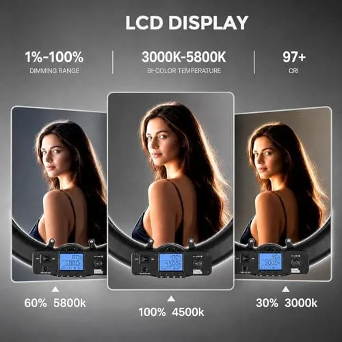 Close look at the 18 Inch Ring Light with Wall Mount Stand, Bi-Color LCD build quality