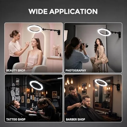 The 18 Inch Ring Light with Wall Mount Stand, Bi-Color LCD in real use