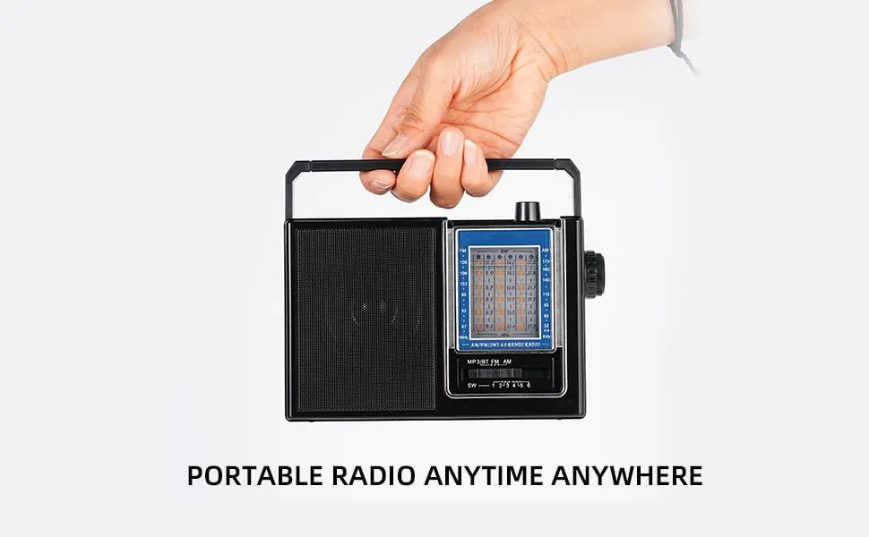Another view of the Portable Radio AM FM,Bluetooth, Rechargeable Retro Radio with Best Sound