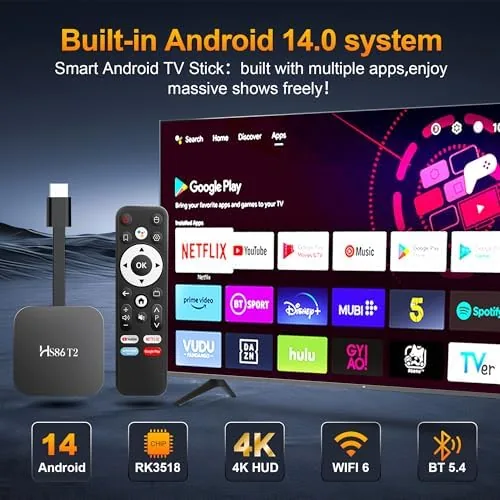 Another view of the Android 14.0 TV Stick HS86 T2 4K 2GB RAM 16GB