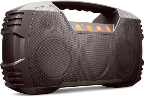 Overview of the Outdoor Bluetooth Speaker, IPX7 Waterproof, 90W Peak, 32H, Dark Brown