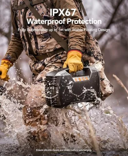 Detail shot of the Outdoor Bluetooth Speaker, IPX7 Waterproof, 90W Peak, 32H, Dark Brown features