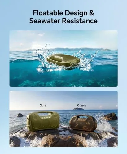 Another view of the Outdoor Bluetooth Speaker, IPX7 Waterproof, 90W Peak, 32H, Thyme Green