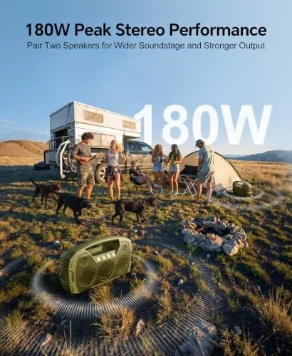 Testing the Outdoor Bluetooth Speaker, IPX7 Waterproof, 90W Peak, 32H, Thyme Green over two weeks