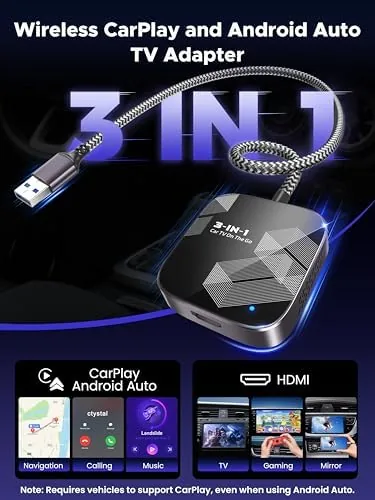 Close look at the 3-in-1 Wireless CarPlay Adapter 2026, Convert Wired to Wireless Apple build quality