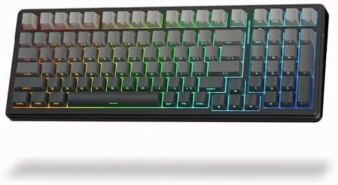 Aula F99 wireless mechanical keyboard on a desk with RGB lighting