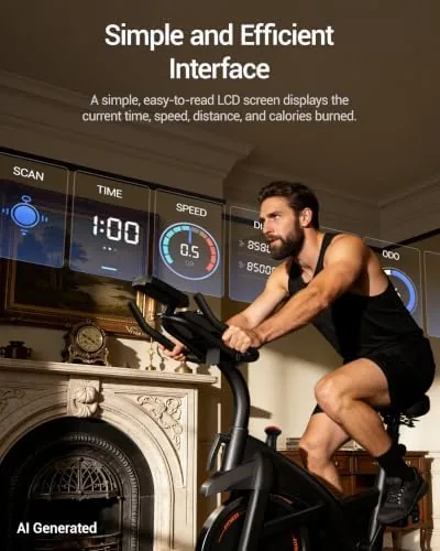 The resistance knob and brake pad mechanism on the exercise bike