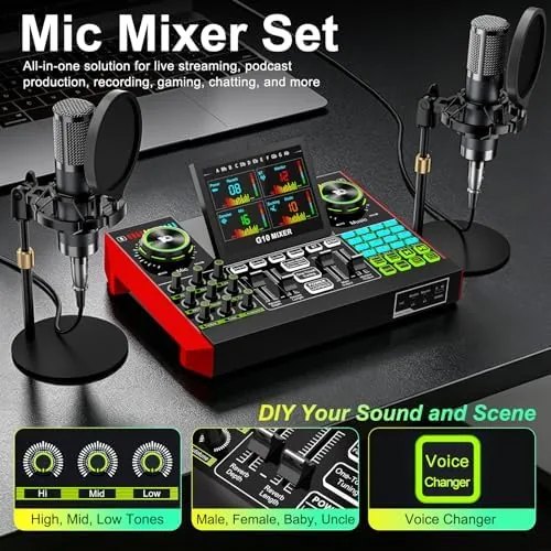 Close look at the TENLAMP G10 Creator Audio Mixer Bundle with Dual Mics for build quality