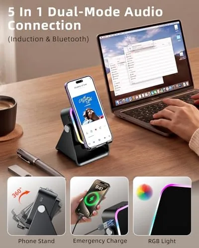 The Induction Speaker 5-in-1 Wireless Bluetooth Audio for iPhone Android | in real use
