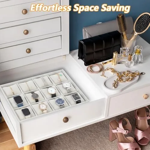Testing the 2 Pack 12 Grid Velvet Watch Tray Organizer with Removable over two weeks
