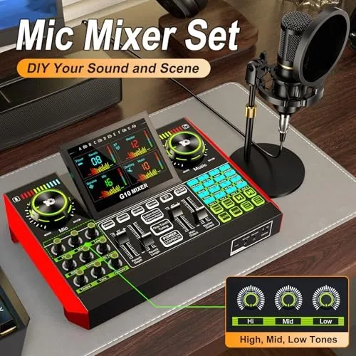 Close look at the podcast equipment bundle, live sound card, streaming audio mixer, Podcast build quality
