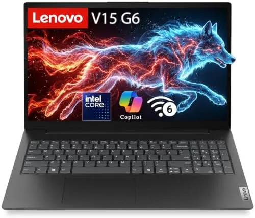 The Lenovo 15.6 inch business laptop open on an office desk
