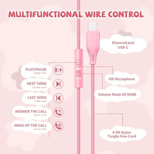 The USB C Headphones Wired for Kids, 85/94dB Volume Limit With compared in context