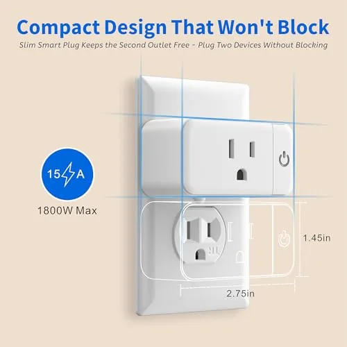 Smart plug app interface showing live wattage and usage charts