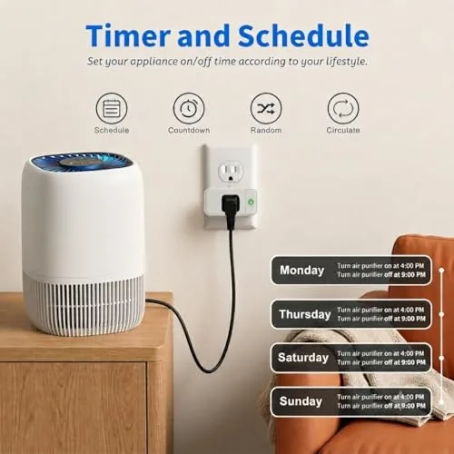 Smart plug schedule screen on a phone showing a daily routine