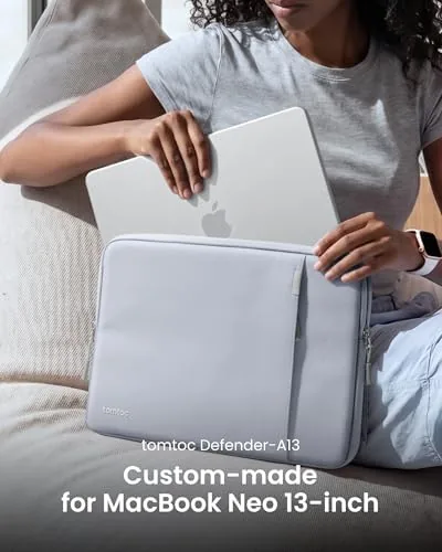 Close look at the tomtoc 360° Protective Laptop Sleeve 13-inch MacBook Neo A3404 (2026) build quality