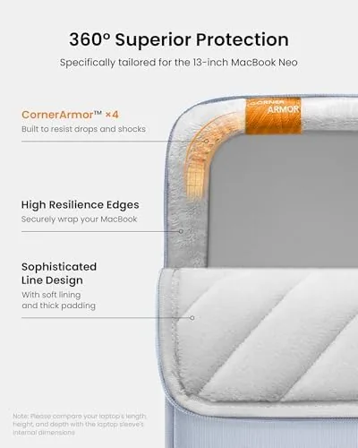 The tomtoc 360° Protective Laptop Sleeve 13-inch MacBook Neo A3404 (2026) in real use